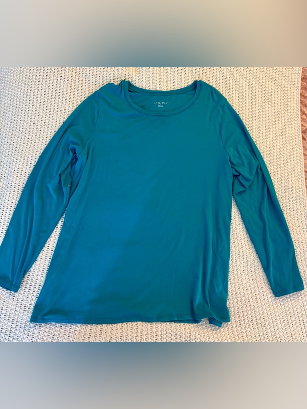 Ava & Viv Teal Long Sleeve Crewneck Top Size 2X